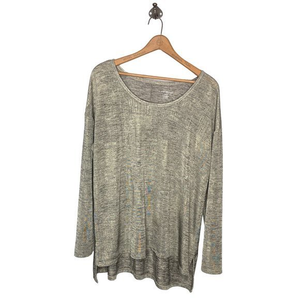 Lane Bryant 14/16 Gold Black Metallic Knit Stretch Pullover Shirt Top Plus 0X 1X